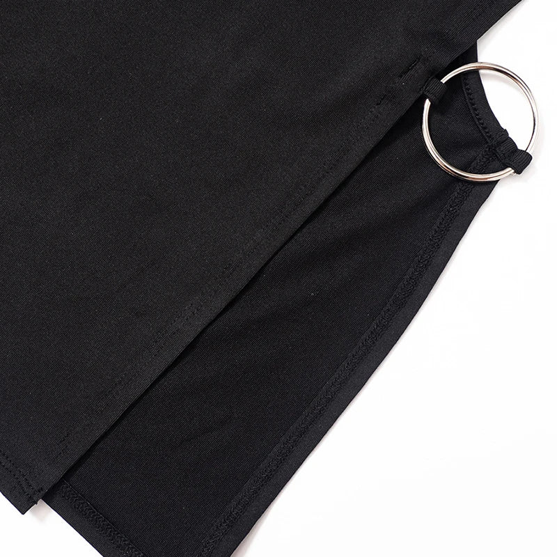 Y2k Black Spaghetti Strap Mini Robe Dress Women Backless Sexy Party Thigh Slit Slim Suspender Skirts 2024 Summer Evening Dresses