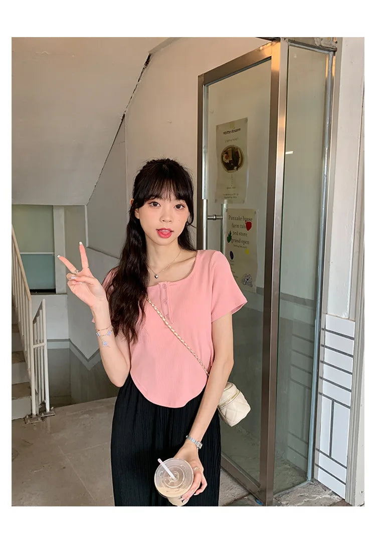 Y2k Korean Sweet Tee Casual Slim Fit Women's T-Shirt