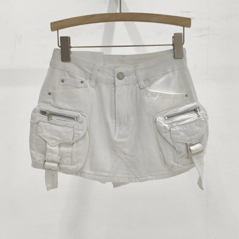 Vintage Y2k Skirt for Women Clothing Street Fashion Harajuku Hip Hop Washing Aging Mini Skirt Jean Casual Sexy Denim Skirt