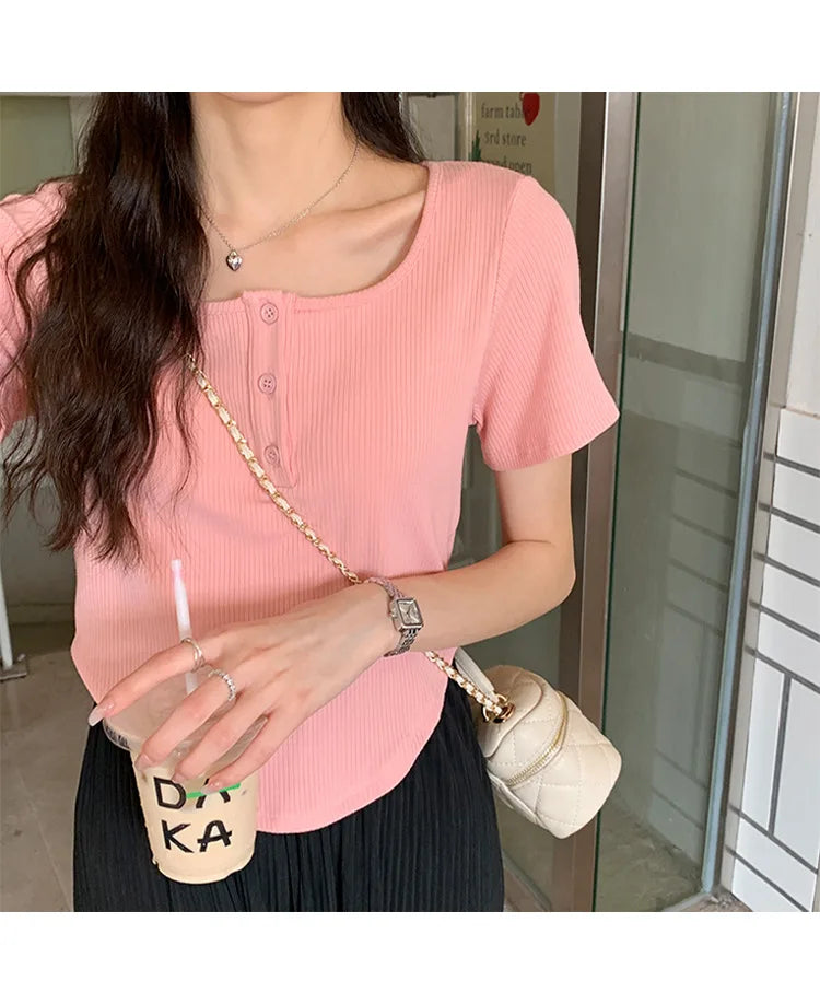 Y2k Korean Sweet Tee Casual Slim Fit Women's T-Shirt