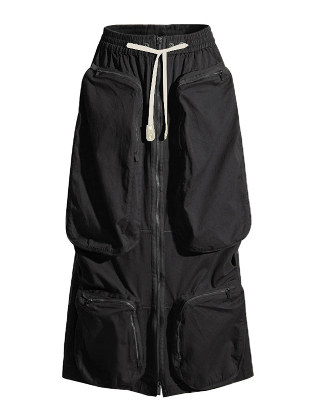 Modphy Y2k Black long Skirt Fashion Harajuku Multi Pocket Solid Skirt Womens Streetwear Casual Sexy Khaki Skirt