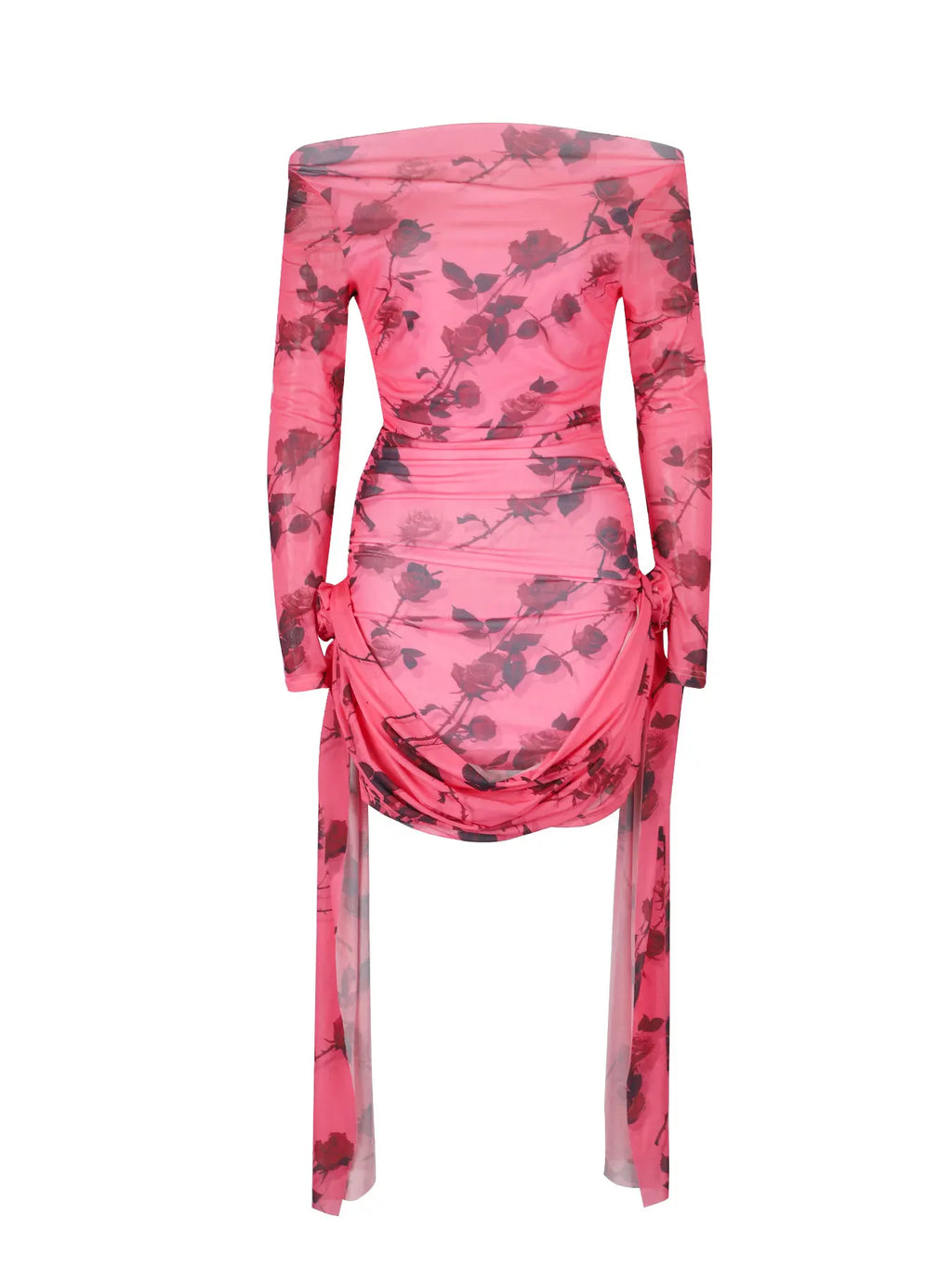 AODEBIAO Y2K Women Mini Dress Elegant Party Long Sleeves Autumn Print Folds Dresses Female Off-shoulder Casual Ribbon Slim Dress