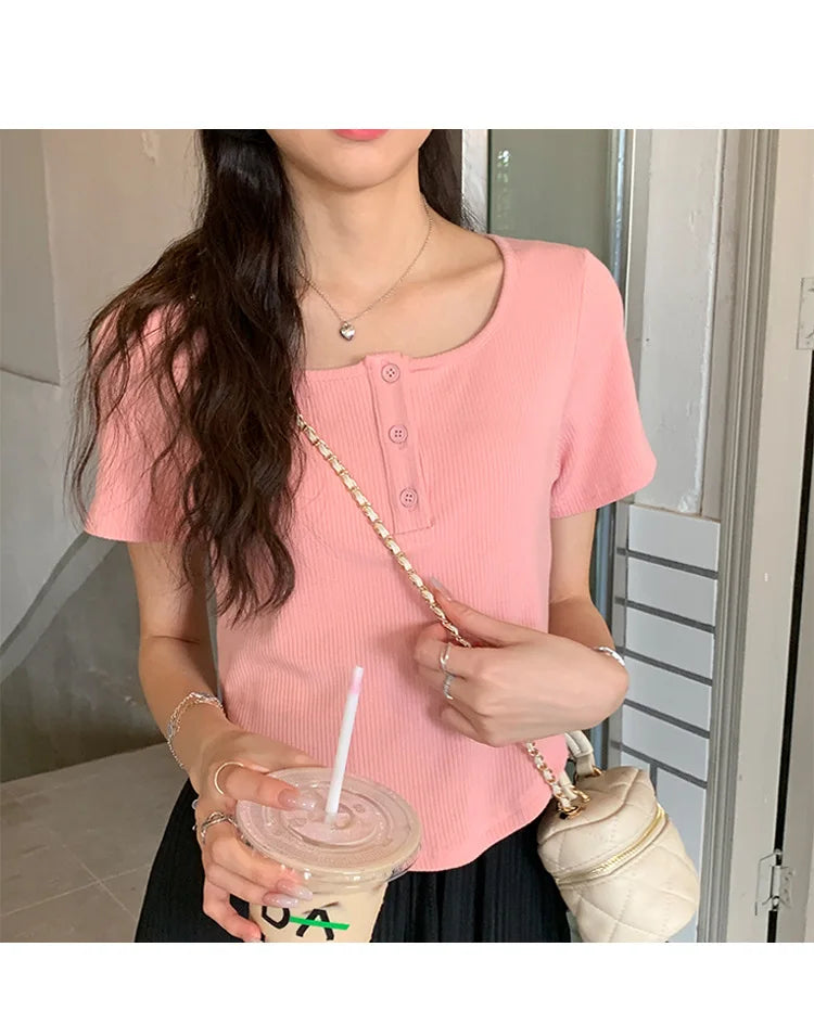 Y2k Korean Sweet Tee Casual Slim Fit Women's T-Shirt
