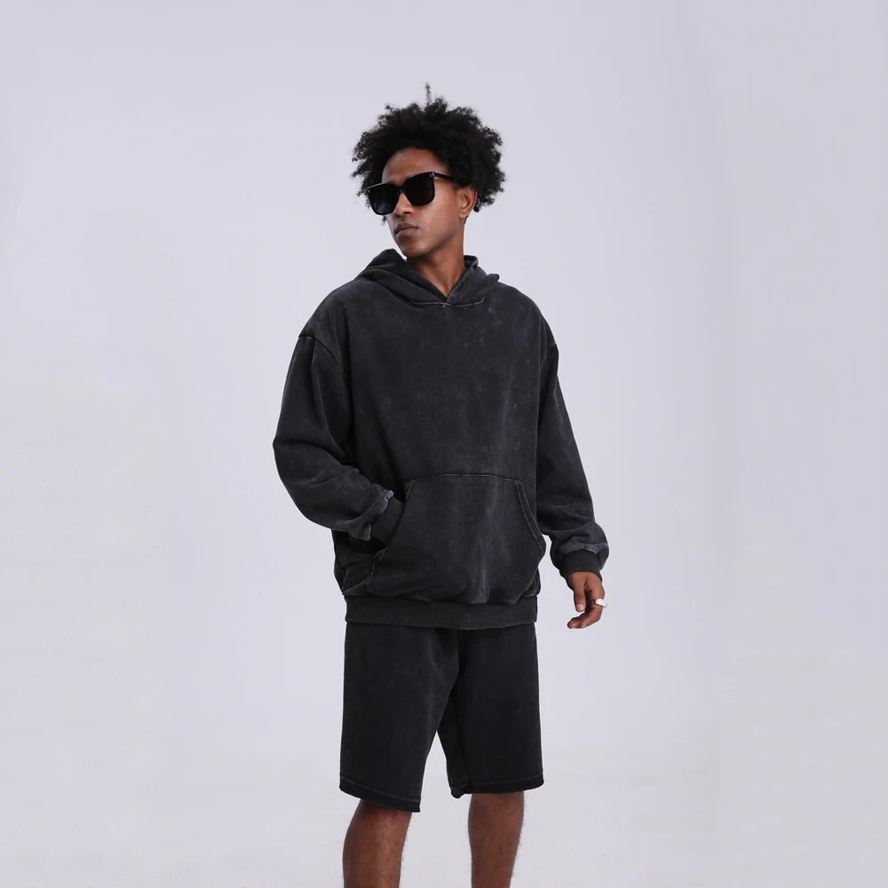 Vintage Y2K Cross Printed Washed Hoodie Cotton Long Sleeve Hip Hop Men Winter Clothing Fashion Casual Hip Hop Hooded Sweatshirt