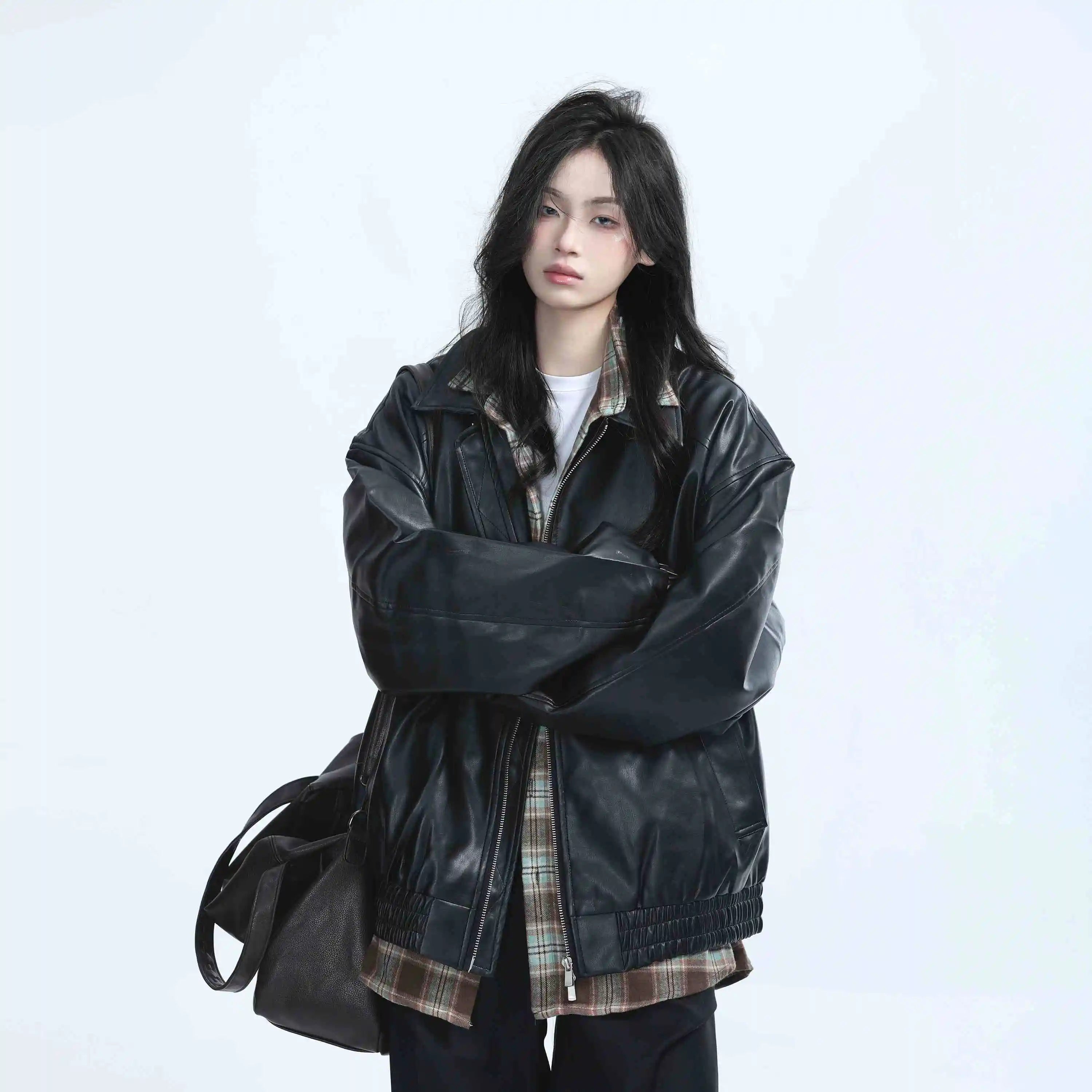 Harajuku Thin Leather Jackets Retro Autumn 2025 Korean Fashion American Vintage Denim Coats Women and Mens Casual Y2k Clothing
