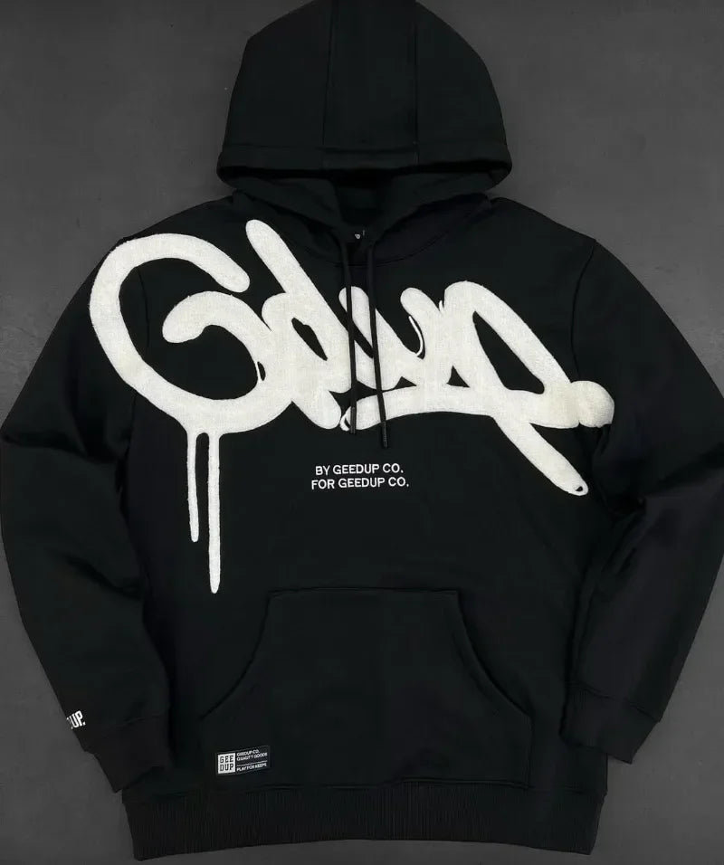 Y2K Style Hoodie with Pearl Details, Gothic Letter Print Zip-Up Hooded Sweatshirt