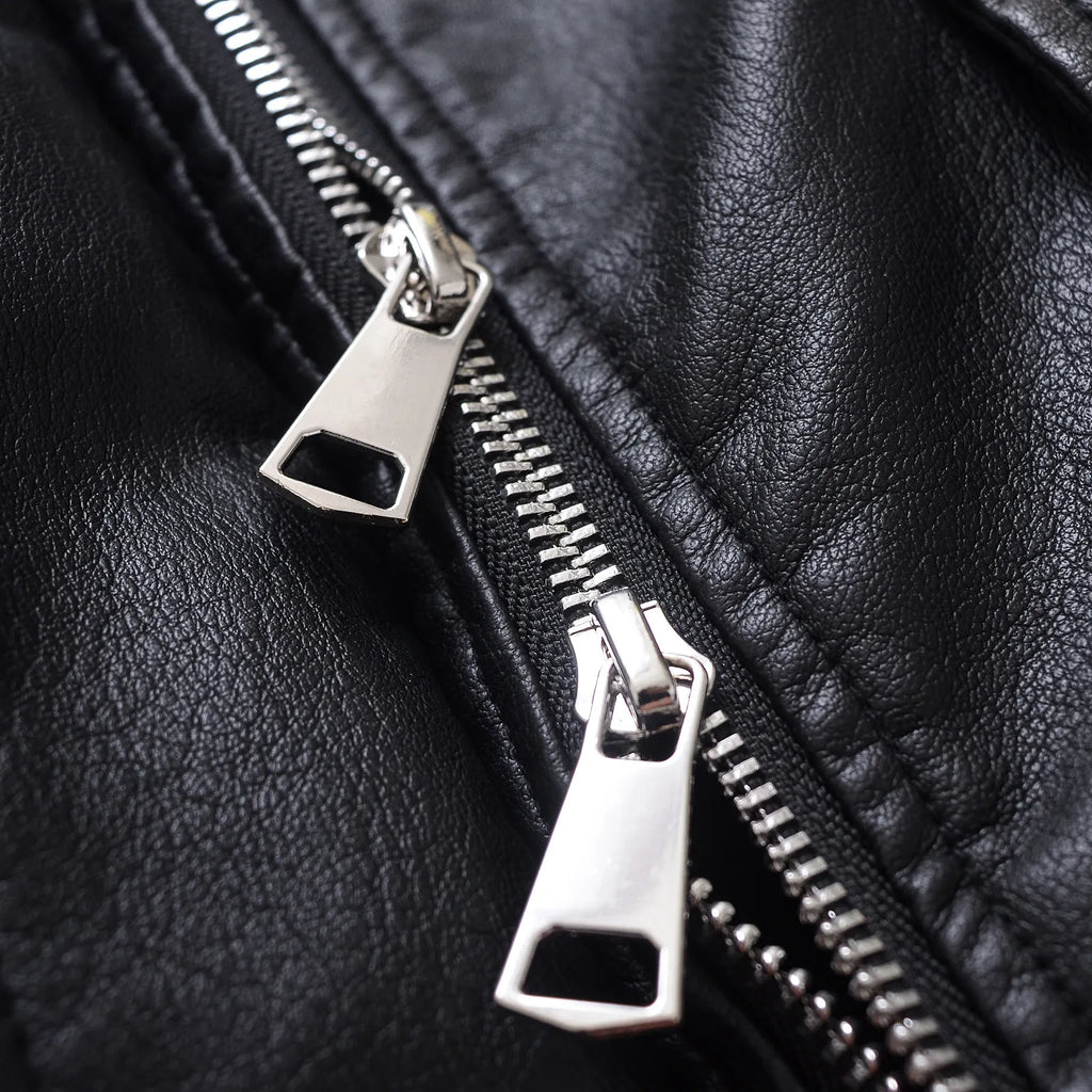 Faux Leather Women Jackets Pu Coats Turn Down Collar Coat Casual Loose Y2k Streetwear Splice Work Jacket Autumn Winter 2025