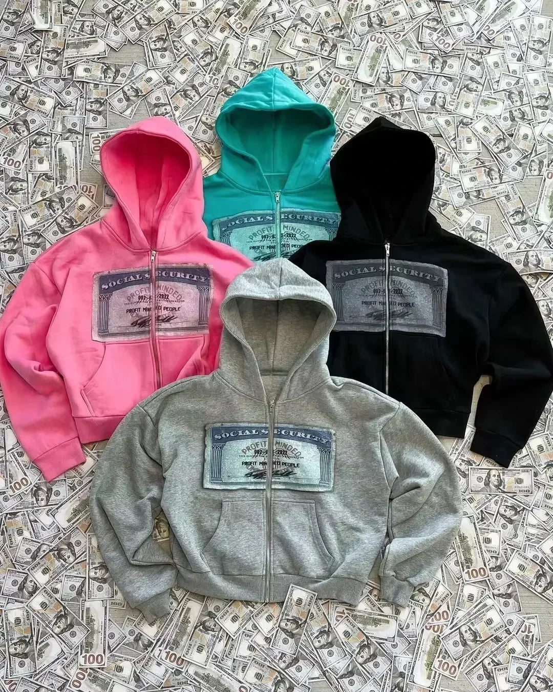 Y2K retro autumn hoodies for men and women printed personalized patterns street style street hooded cardigan long sleeves