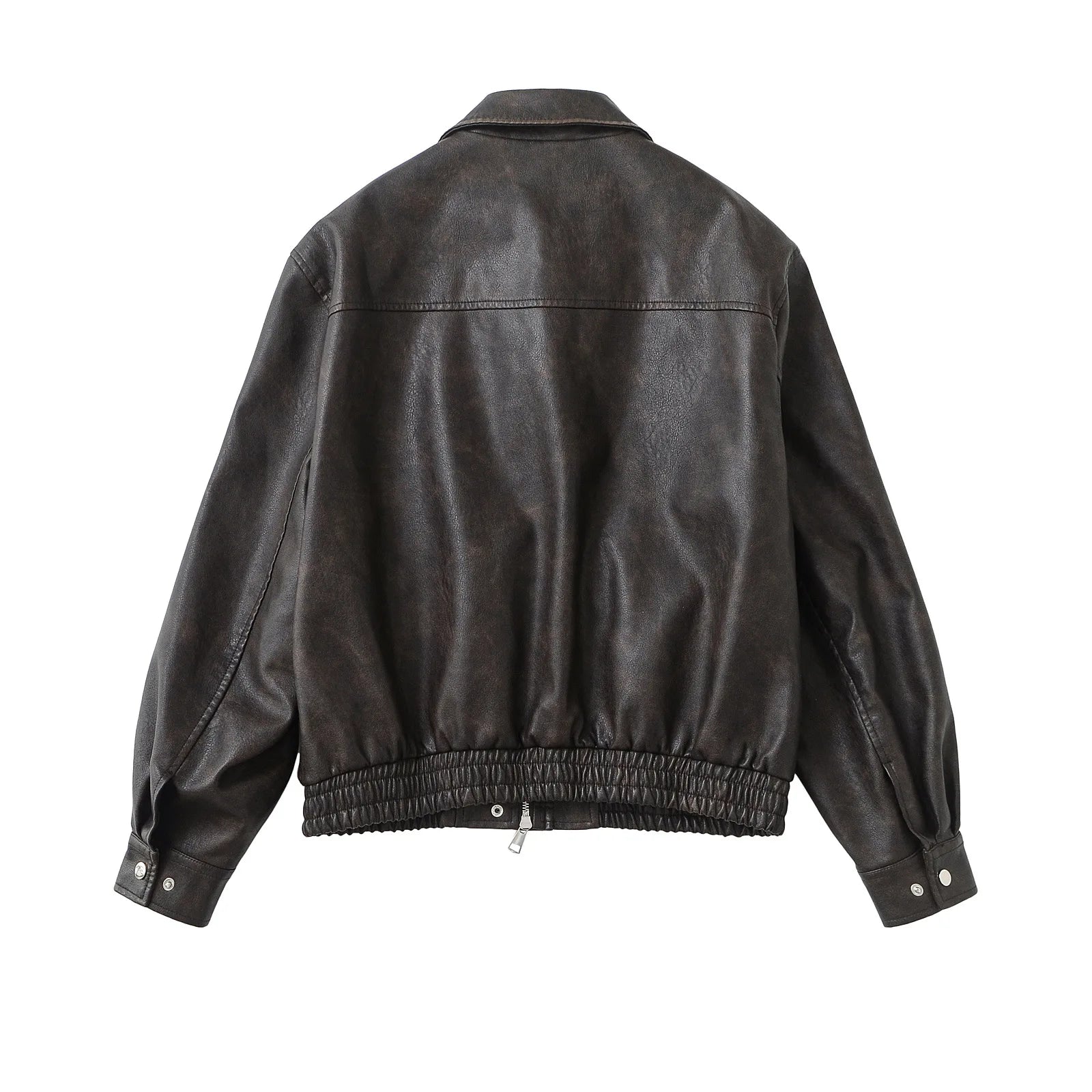 Faux Leather Women Jackets Pu Coats Turn Down Collar Coat Casual Loose Y2k Streetwear Splice Work Jacket Autumn Winter 2025