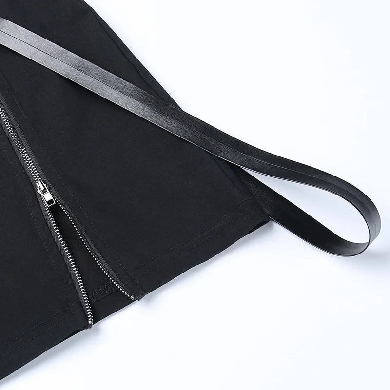 Y2k Skirt Dark Double Zipper Bag Hip Split Gothic Design Tight Skirt Harajuku Black Gothic Bag Hip Skirt Kawaii Vintage