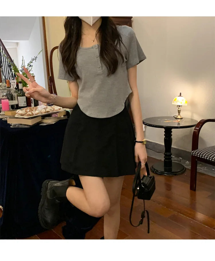 Y2k Korean Sweet Tee Casual Slim Fit Women's T-Shirt