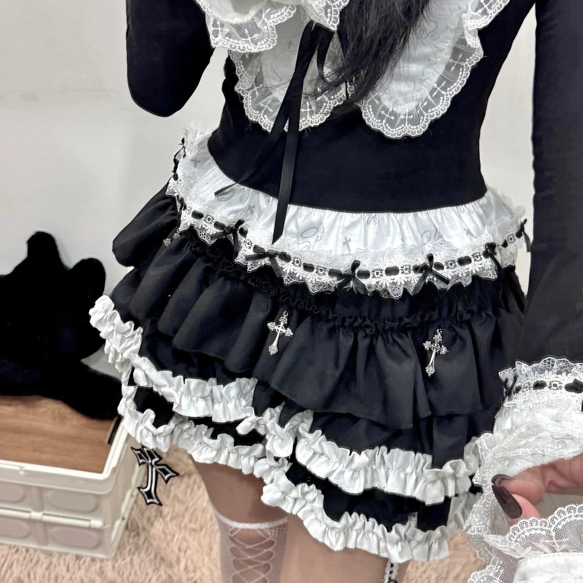 Gothic Y2k Elastic Waist Harajuku Y2k Short Skirt Women Hot Chick Chic Ruffle Subculture Skirts Design Retro Cake Skirt Lolita