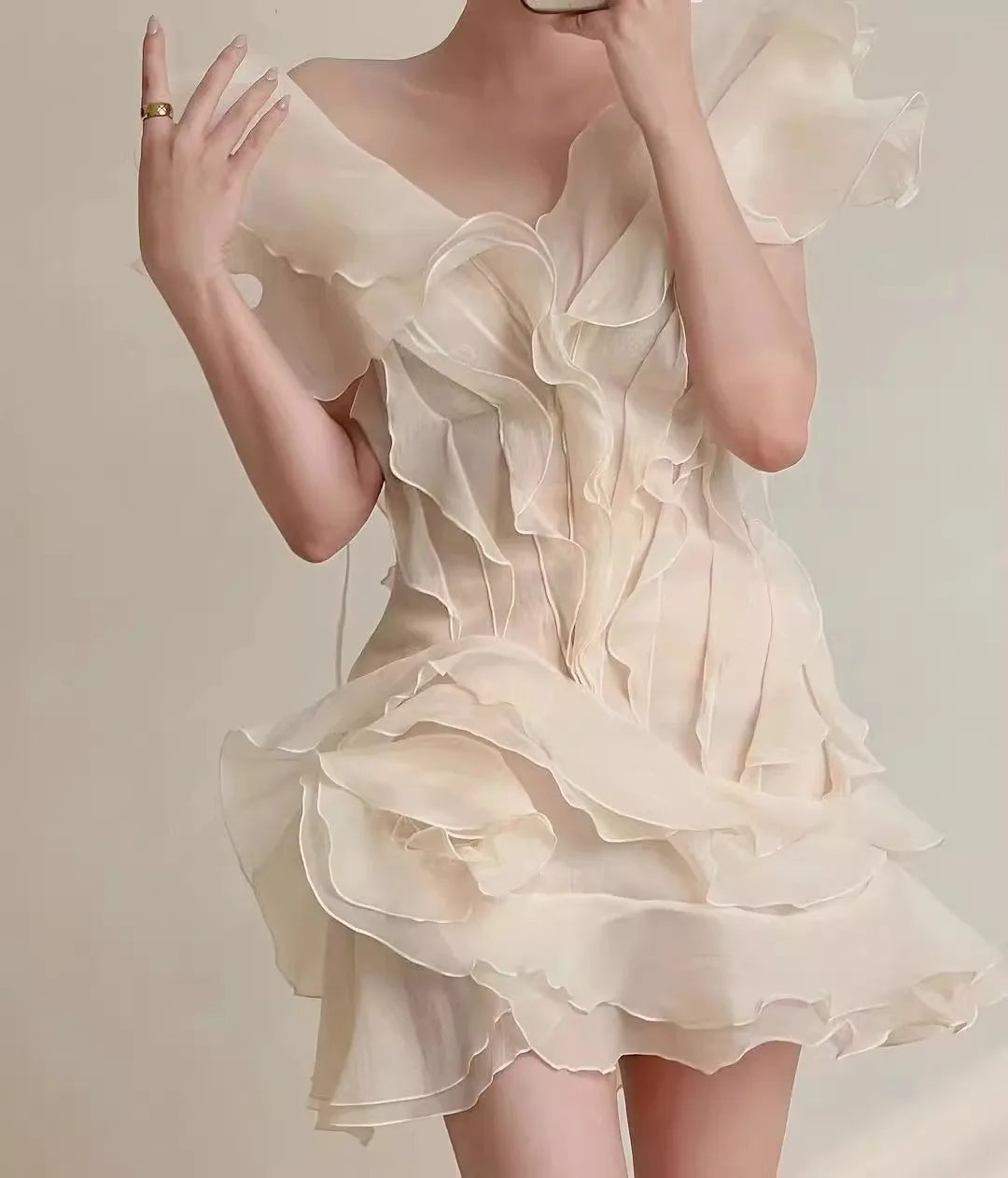 Y2K Ruffle Mini Dress for Women Fashion Irregular Beach Holiday Outfits Summer Sexy Off The Shoulder Birthday Party Dresses 2025
