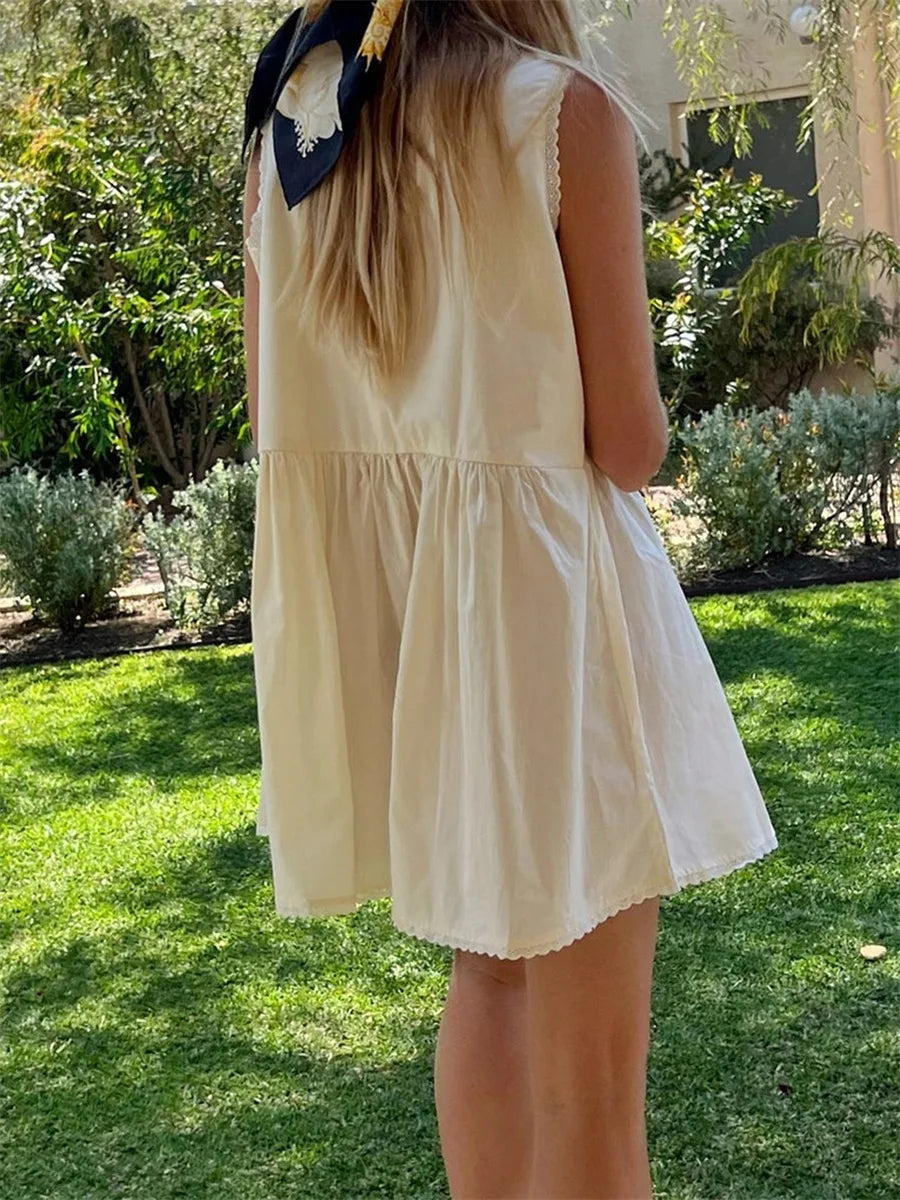 Y2k Coquette Mini Dress Women Lace Slips Low Neck Free Sleeveless Tank Flowy Boho Sundresses People Dupes 00s Vintage Clothes