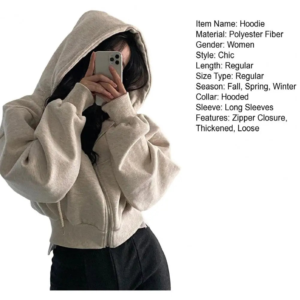 Y2K Zip Up Hoodies Harajuku Oversized Women Short Hoodie Coat Casual Hood Sweatshirt Women Crop Tops Female Loose Jackets Coat