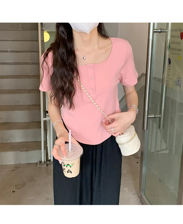 Y2k Korean Sweet Tee Casual Slim Fit Women's T-Shirt