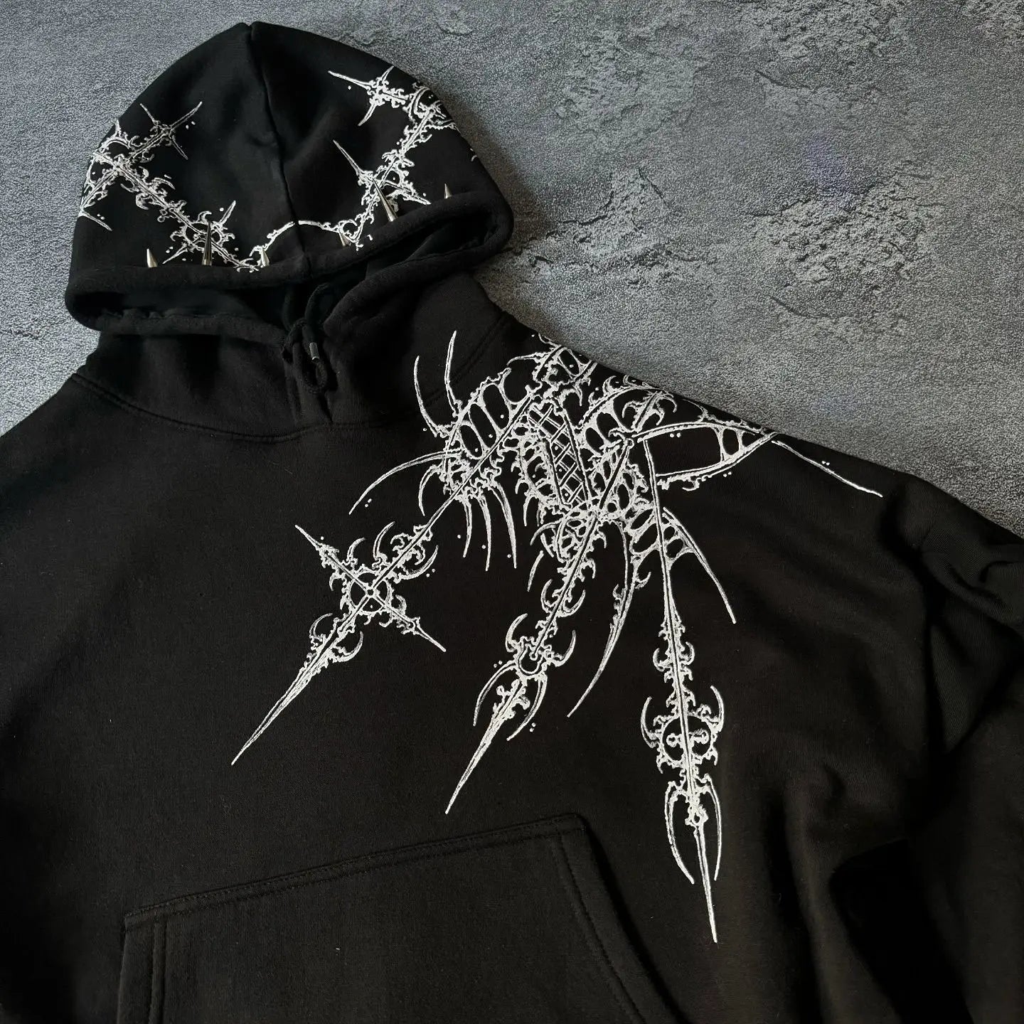 Y2k Round Neck Long Sleeved Hoodie Streetwear Oversized Hip-Hop Vintage Punk Printing Sweatshirt Winter Fall School Oot Outfit