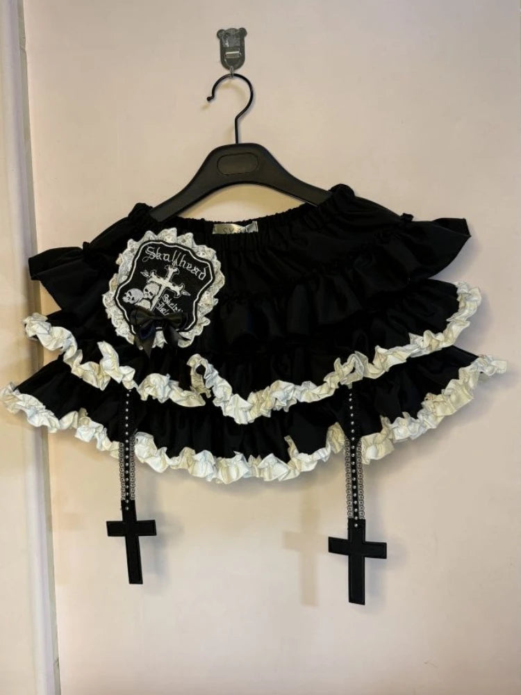 Gothic Y2k Elastic Waist Harajuku Y2k Short Skirt Women Hot Chick Chic Ruffle Subculture Skirts Design Retro Cake Skirt Lolita