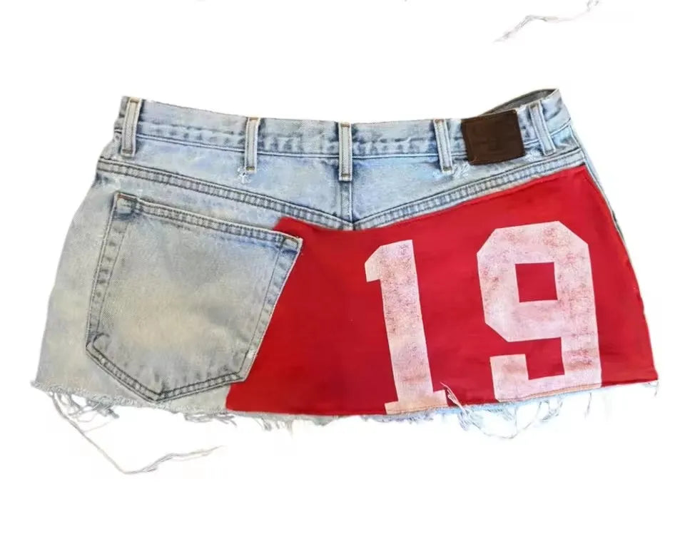 Trend Personality Splice American Street Spicy Girls Patch Letter Mini Skirts Retro Dressing Up Sexy Y2k Skirts Gothic Skirts