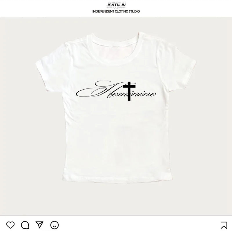Y2k Gothic Clothes Aesthetic Summer Baby Tees