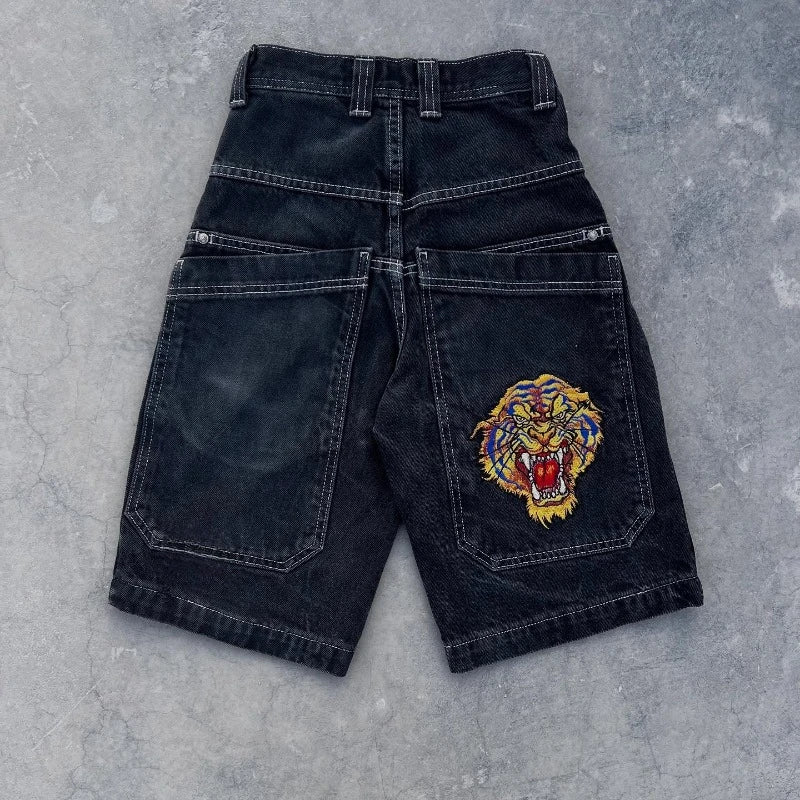 Y2K Baggy Shorts vintage American Streetwear printing Denim Shorts 2000s Hip Hop Men Women Casual Basketball Shorts Streetwear