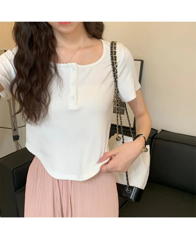 Y2k Korean Sweet Tee Casual Slim Fit Women's T-Shirt