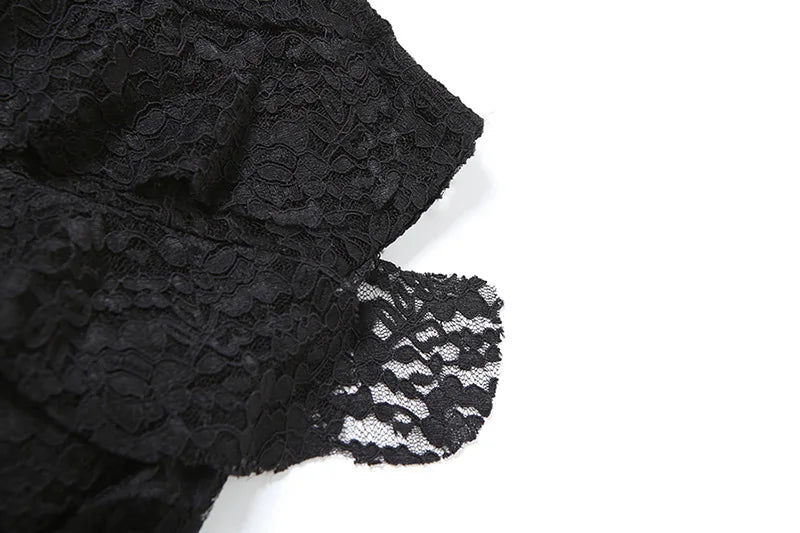 BKLD 2025 Autumn New Women Clothing Black Skirts Sexy High Waist Lace Ruffles Patchwork Irregular Y2k Skirts Party Clubwear