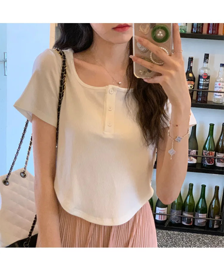 Y2k Korean Sweet Tee Casual Slim Fit Women's T-Shirt