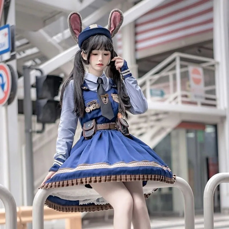 Women Y2k Aesthetic Lolita Style Bow Dress Shorts Set Japanese Gothic Lace Flare Sleeve Button Shirt Dress Punk Party Mini Dress