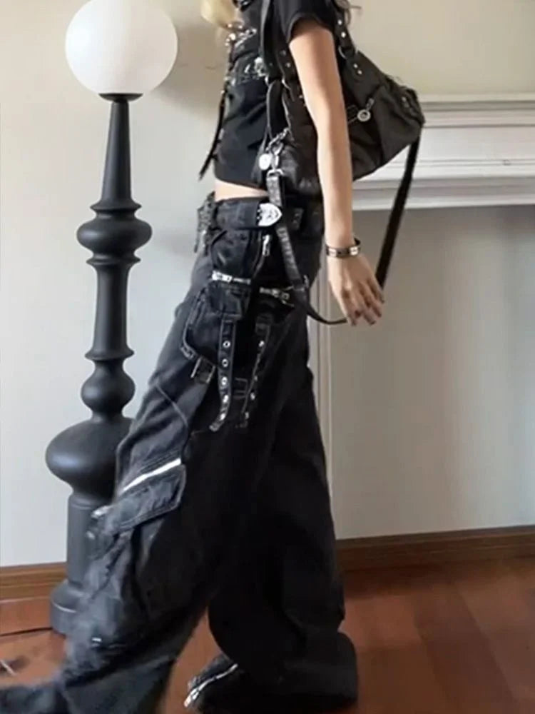 Denim Y2K Aesthetics Pants Baggy Punk Style Jeans Wide Fit Harajuku Y2K 2000s Vintage Autumn Winter Fashion For Women Pants New