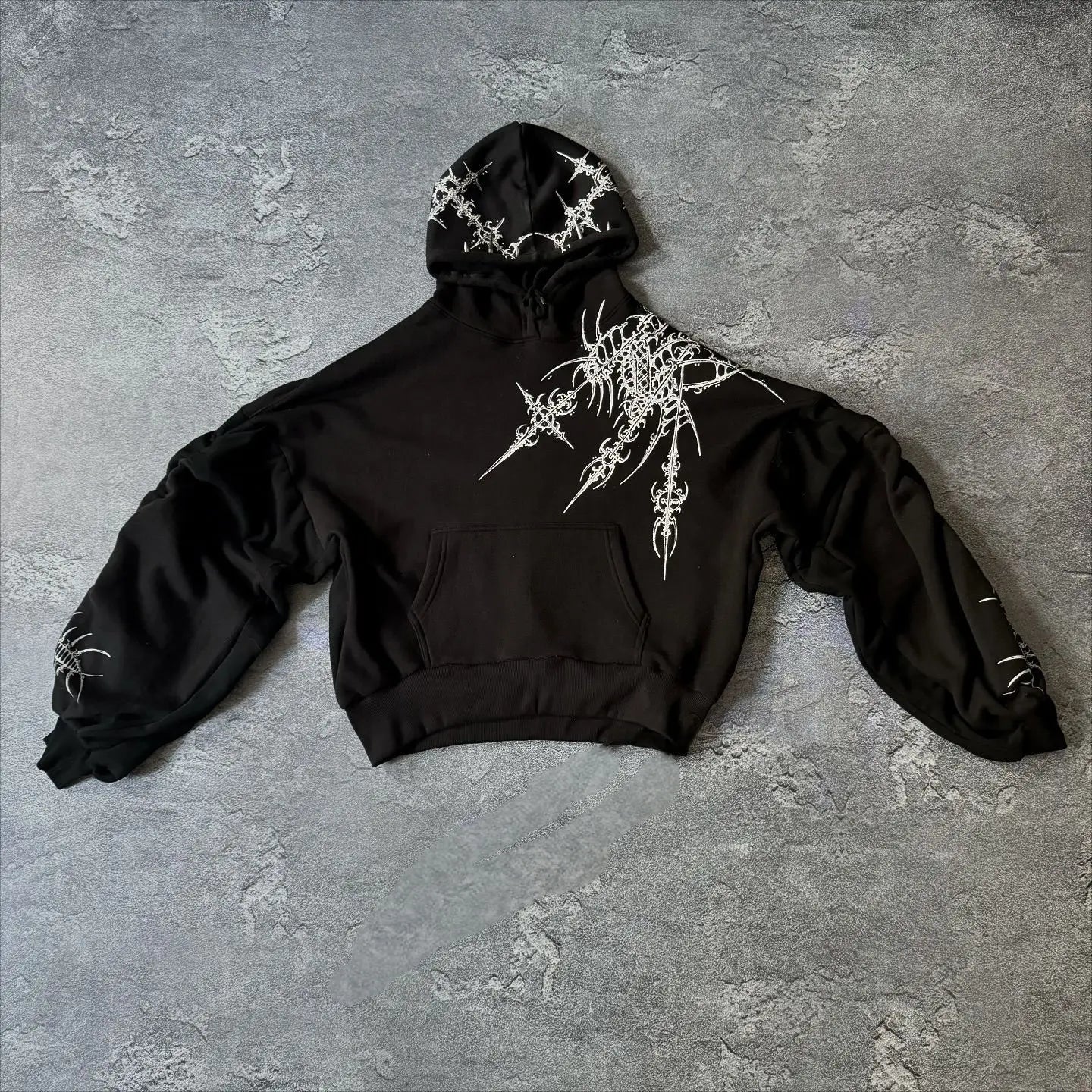 Y2k Round Neck Long Sleeved Hoodie Streetwear Oversized Hip-Hop Vintage Punk Printing Sweatshirt Winter Fall School Oot Outfit