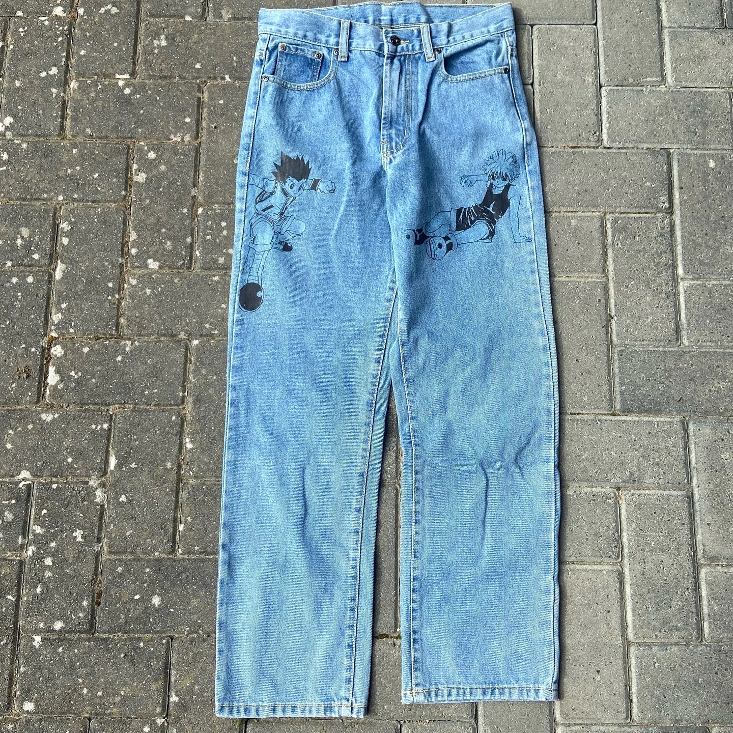 Y2k Anime Baggy Denim Trend Hand Drawn Printed Pattern New Men Women Pants Hip Hop Retro Harajuku Streetwear Unisex Casual Jeans