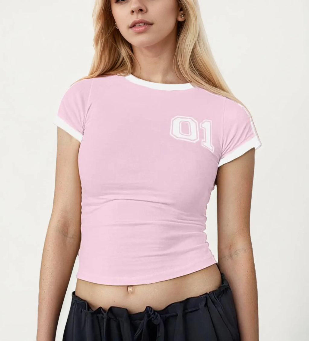 ﻿Y2k Clothes Gothic Crop Tops 01 Pattern Print Vintage Women Casual Baby Tee Streetwear Girls Aesthetic Short Sleeves T-Shirt ﻿