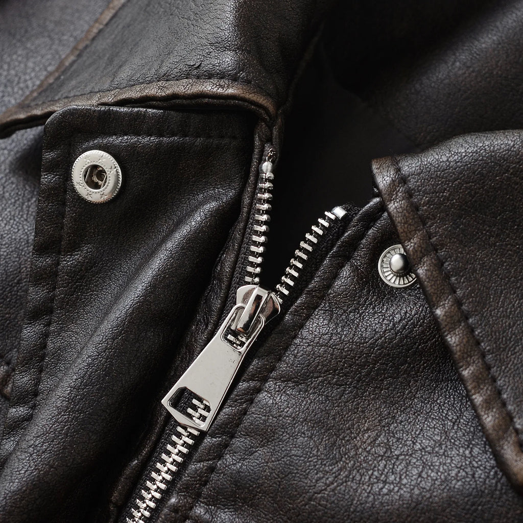 Faux Leather Women Jackets Pu Coats Turn Down Collar Coat Casual Loose Y2k Streetwear Splice Work Jacket Autumn Winter 2025