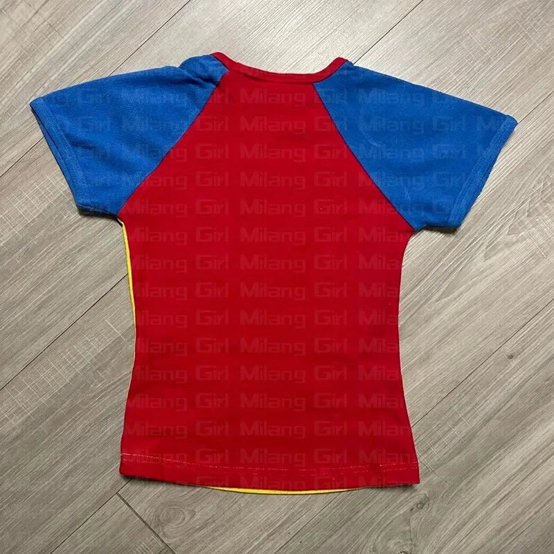 Y2k Women's T-shirt Embroidery Brazil Alphabet Print Baby Tee