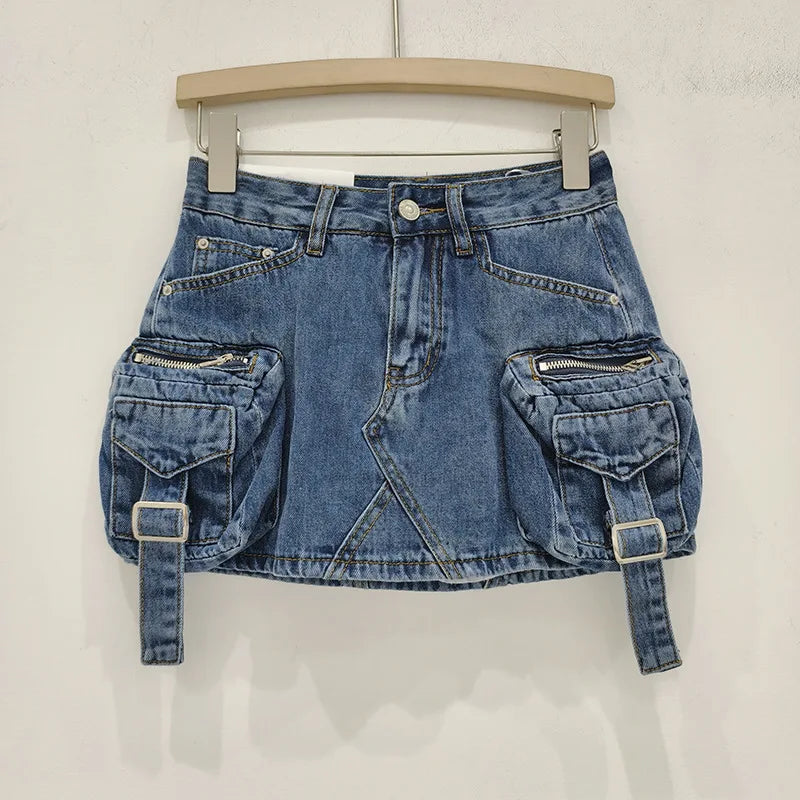Vintage Y2k Skirt for Women Clothing Street Fashion Harajuku Hip Hop Washing Aging Mini Skirt Jean Casual Sexy Denim Skirt