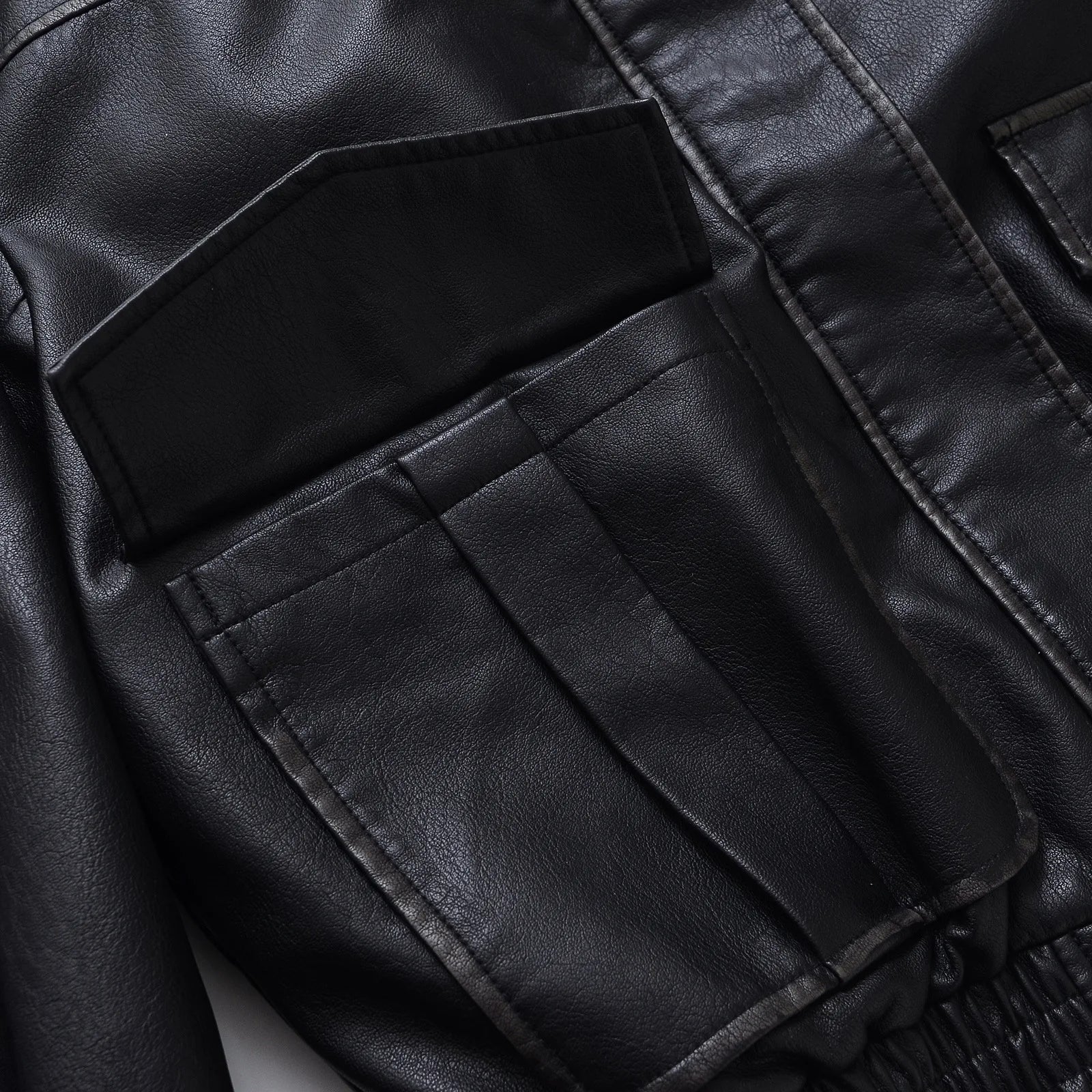 Faux Leather Women Jackets Pu Coats Turn Down Collar Coat Casual Loose Y2k Streetwear Splice Work Jacket Autumn Winter 2025