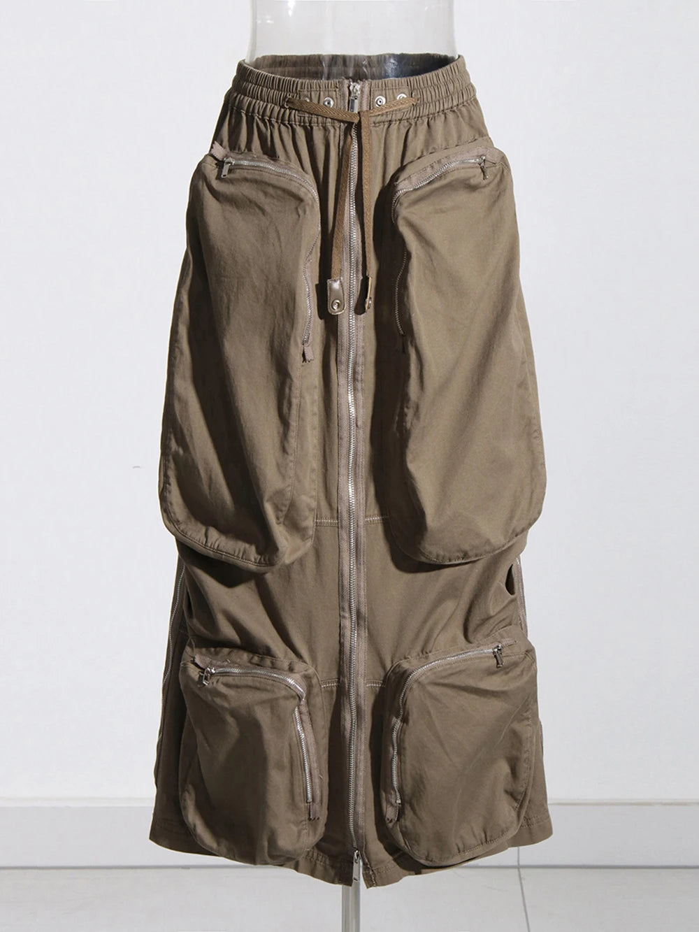 Modphy Y2k Black long Skirt Fashion Harajuku Multi Pocket Solid Skirt Womens Streetwear Casual Sexy Khaki Skirt