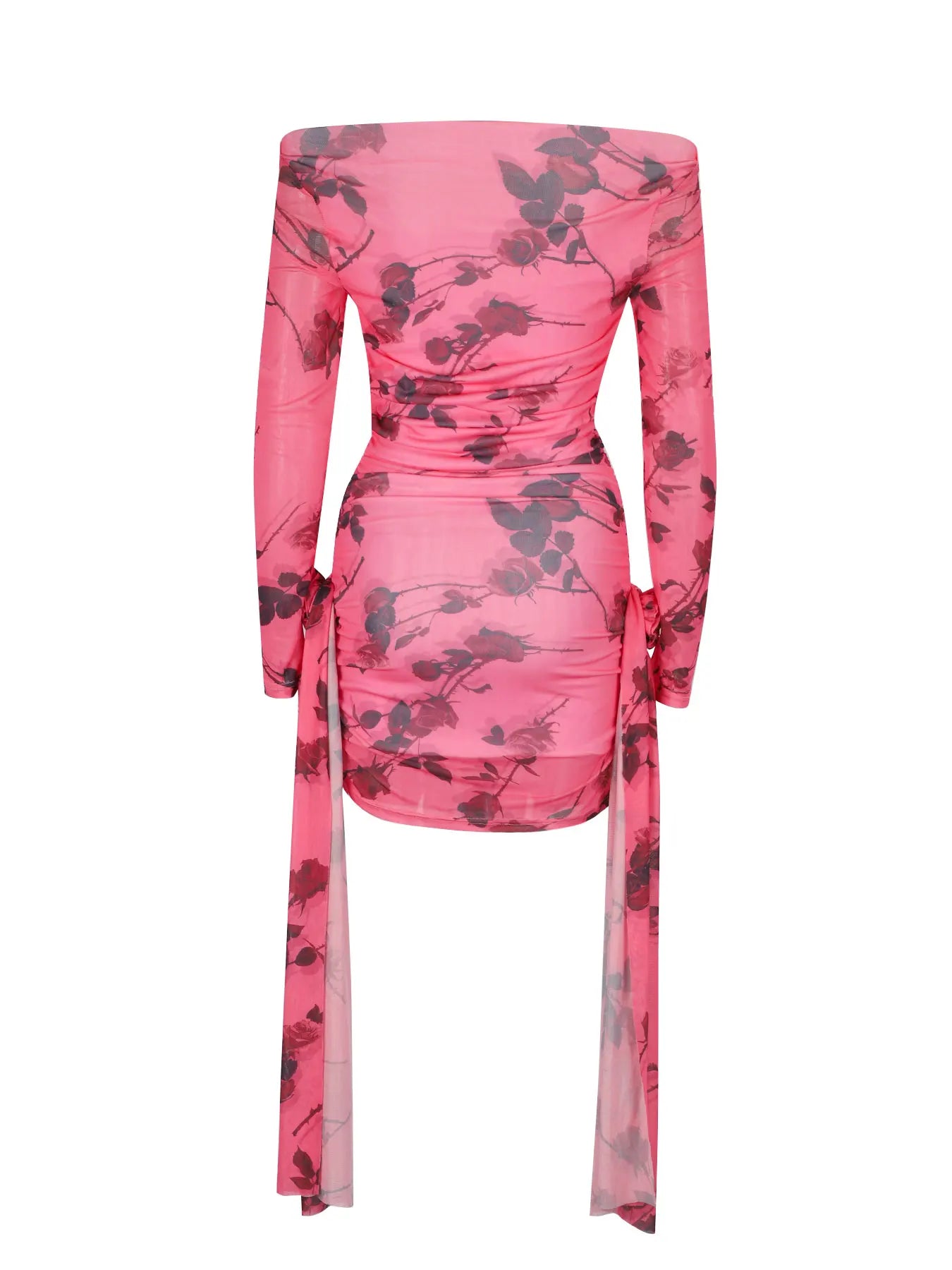 AODEBIAO Y2K Women Mini Dress Elegant Party Long Sleeves Autumn Print Folds Dresses Female Off-shoulder Casual Ribbon Slim Dress