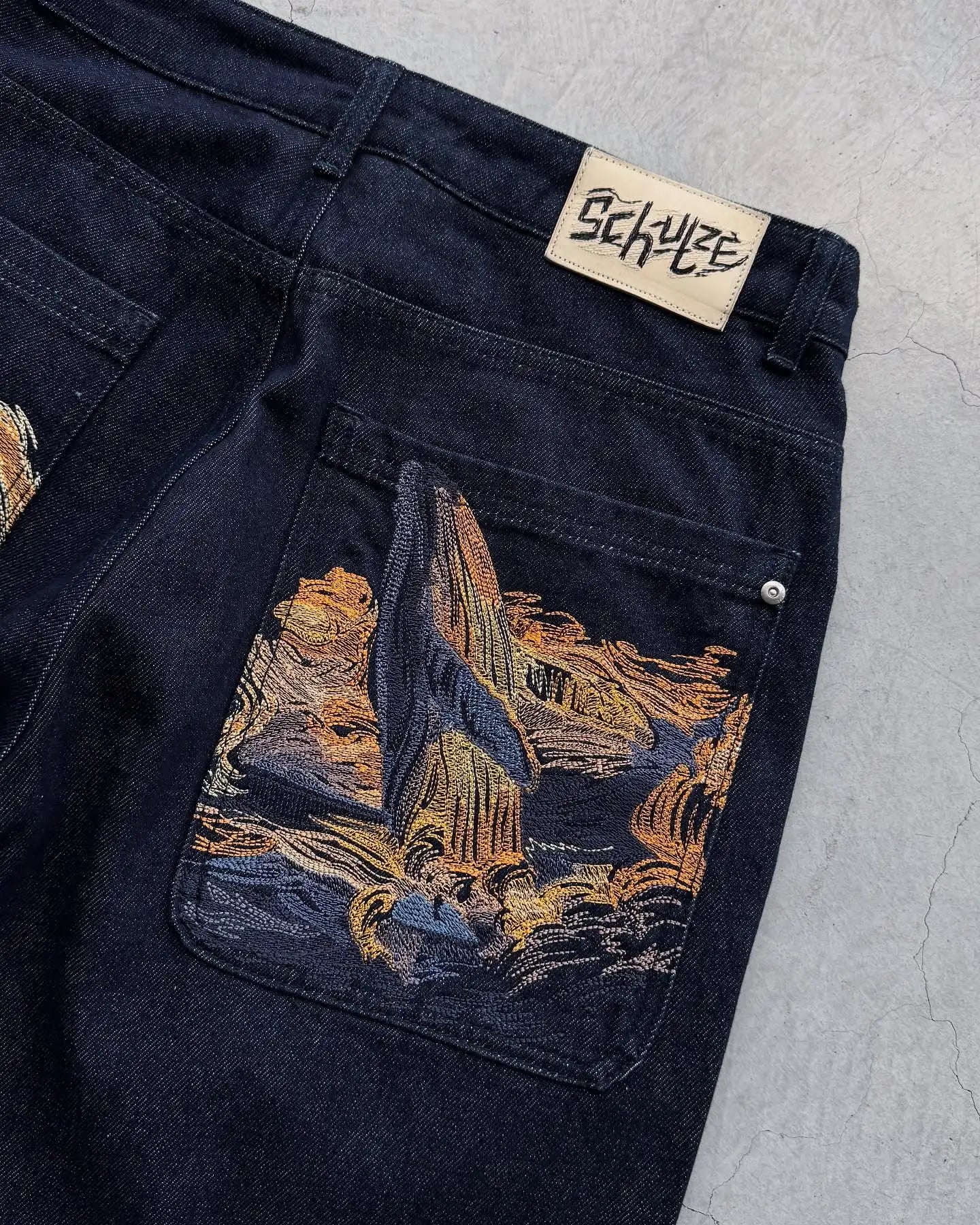 Fashion Cherry Blossom Pocket Embroidery Jeans Shorts Men Women Retro Baggy Black Denim Short Y2k Jorts Hip Hop Streetwear Pants