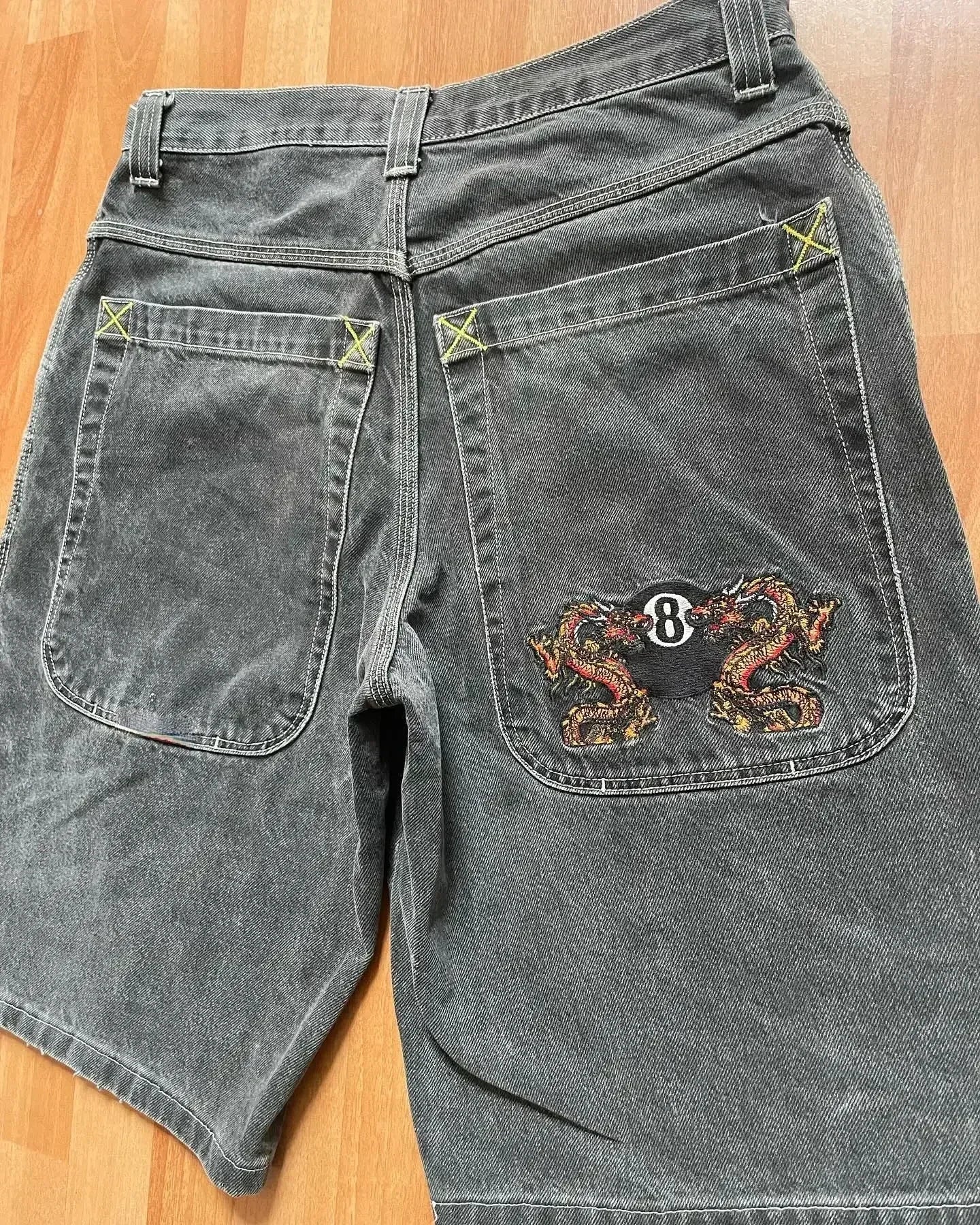 Y2K Baggy Shorts vintage American Streetwear printing Denim Shorts 2000s Hip Hop Men Women Casual Basketball Shorts Streetwear