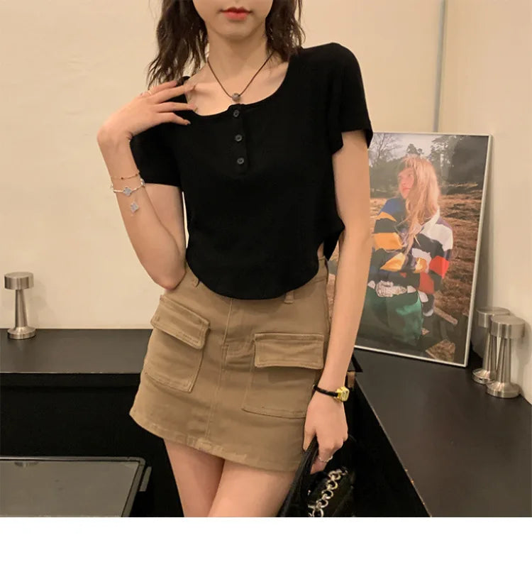 Y2k Korean Sweet Tee Casual Slim Fit Women's T-Shirt