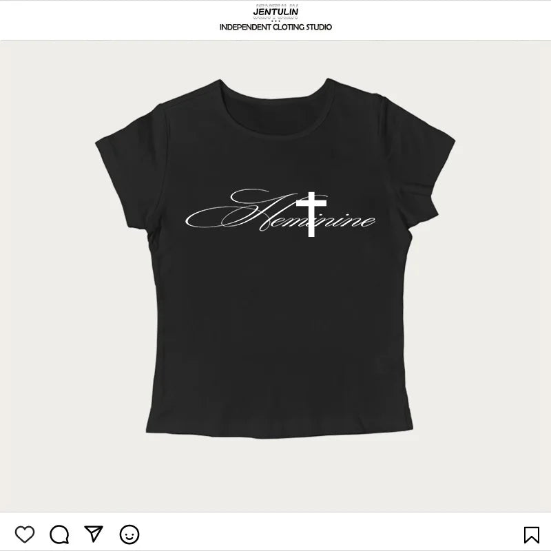 Y2k Gothic Clothes Aesthetic Summer Baby Tees