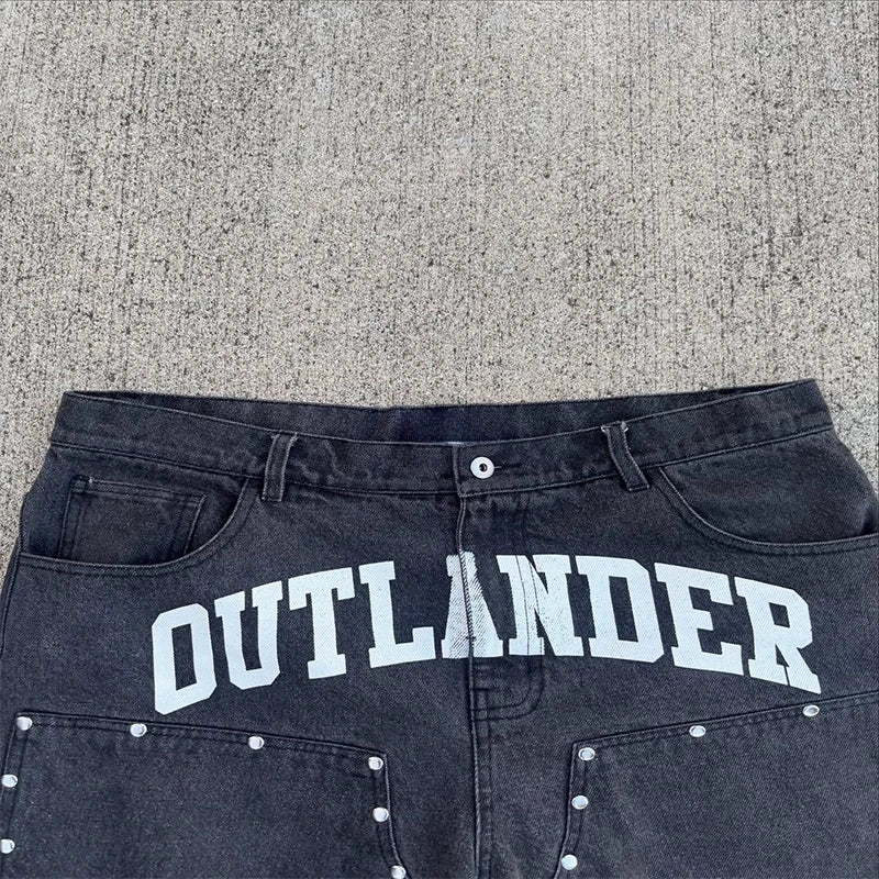 Y2K Vintage Washed Jeans High Quality Letter Printing Versatile Casual Denim Shorts Trend Men Women Hip Hop Fashion Streetwear