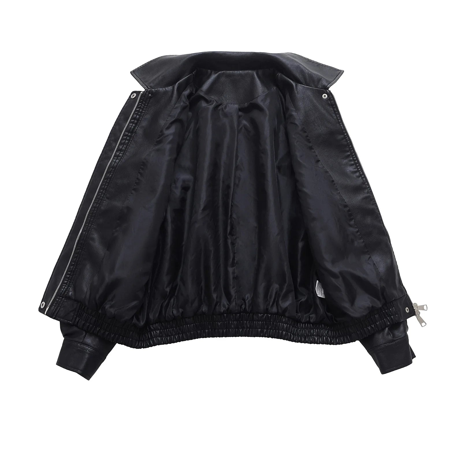 Faux Leather Women Jackets Pu Coats Turn Down Collar Coat Casual Loose Y2k Streetwear Splice Work Jacket Autumn Winter 2025