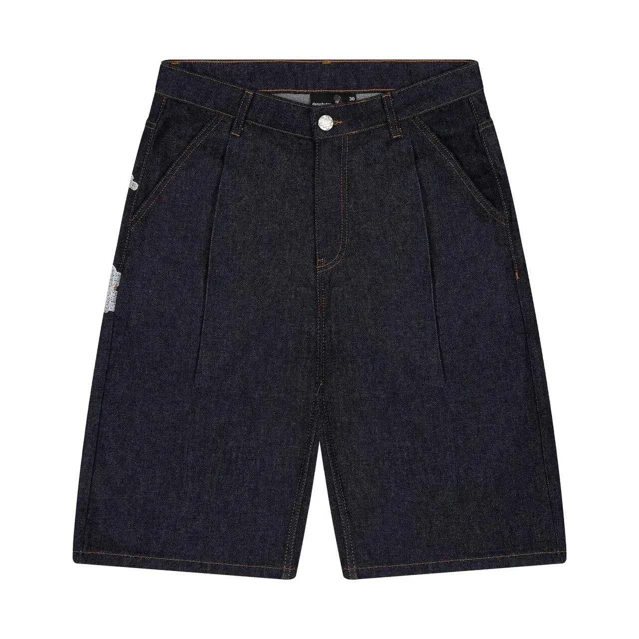 Fashion Cherry Blossom Pocket Embroidery Jeans Shorts Men Women Retro Baggy Black Denim Short Y2k Jorts Hip Hop Streetwear Pants