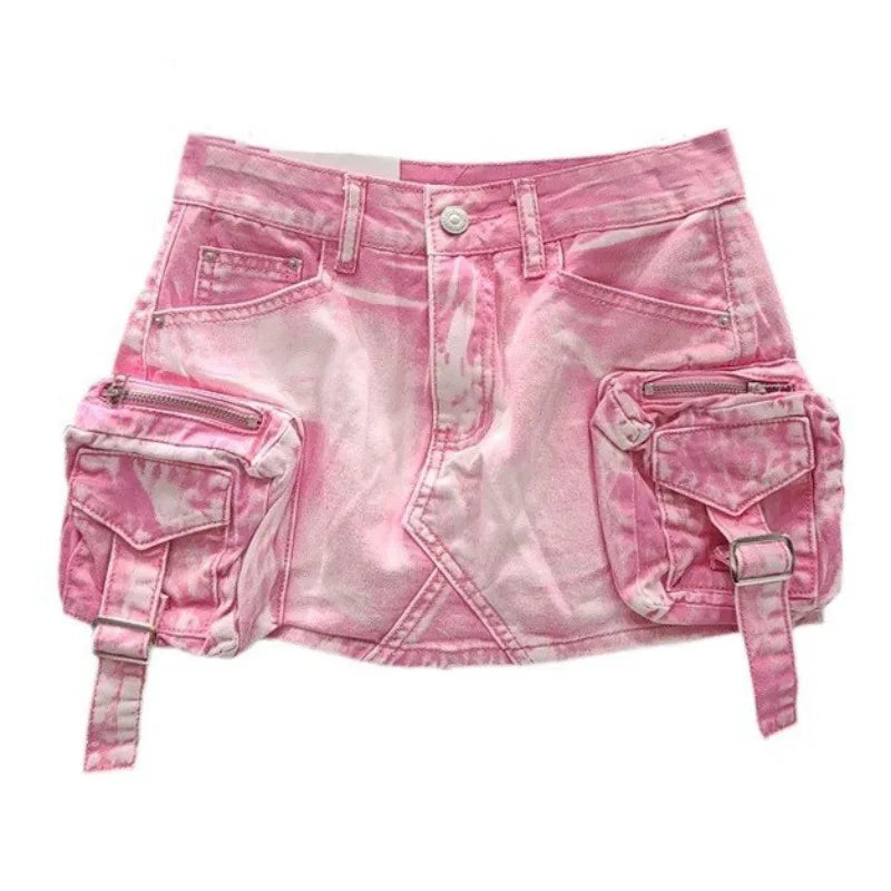 Vintage Y2k Skirt for Women Clothing Street Fashion Harajuku Hip Hop Washing Aging Mini Skirt Jean Casual Sexy Denim Skirt