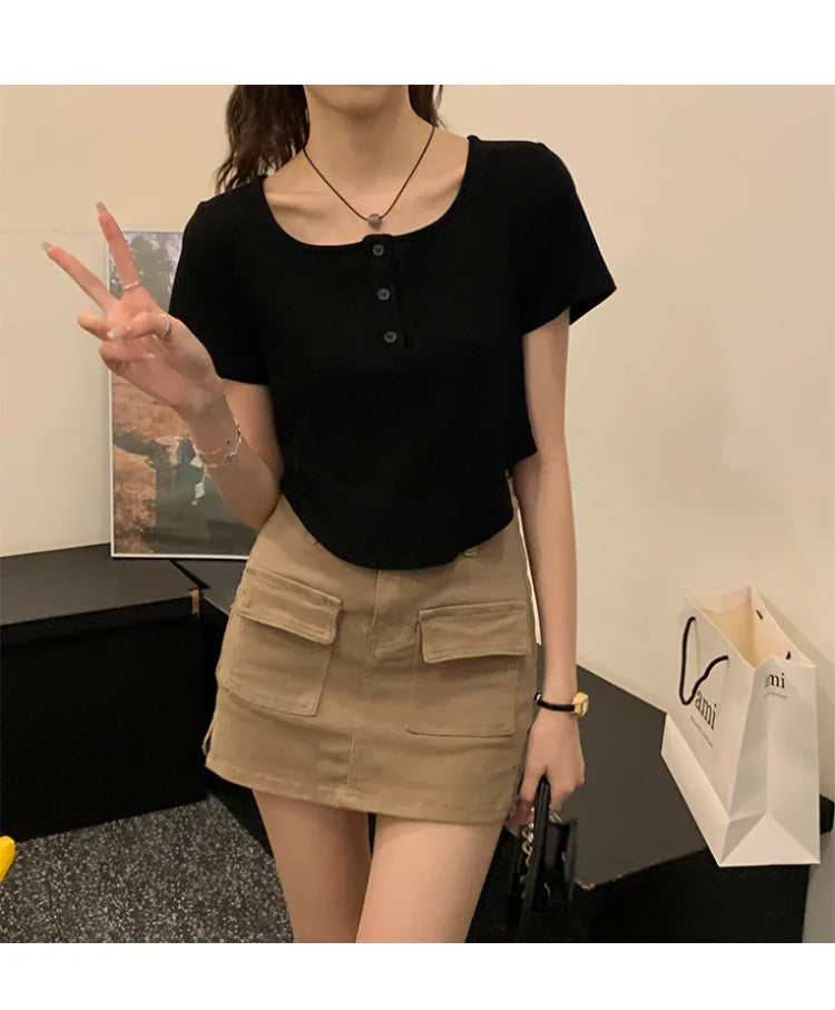 Y2k Korean Sweet Tee Casual Slim Fit Women's T-Shirt