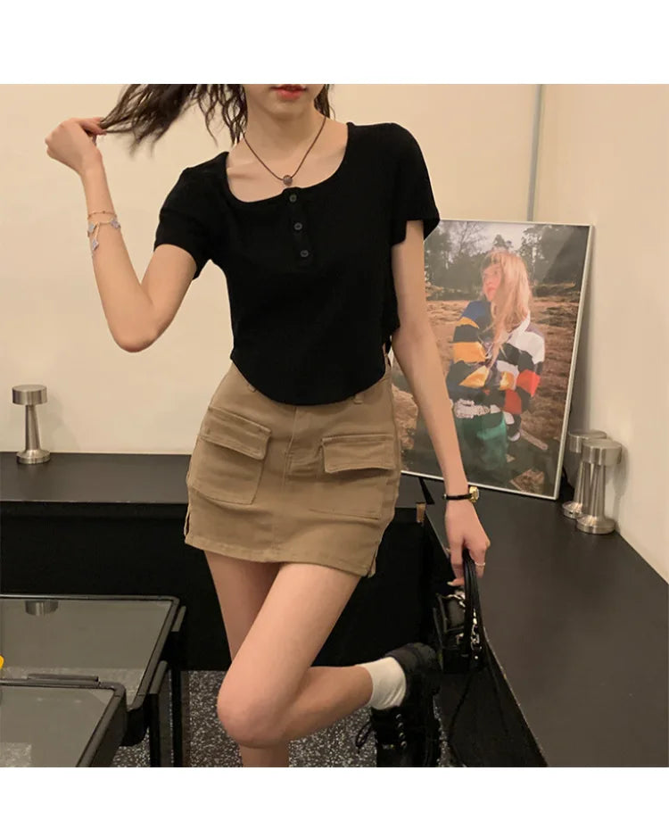 Y2k Korean Sweet Tee Casual Slim Fit Women's T-Shirt