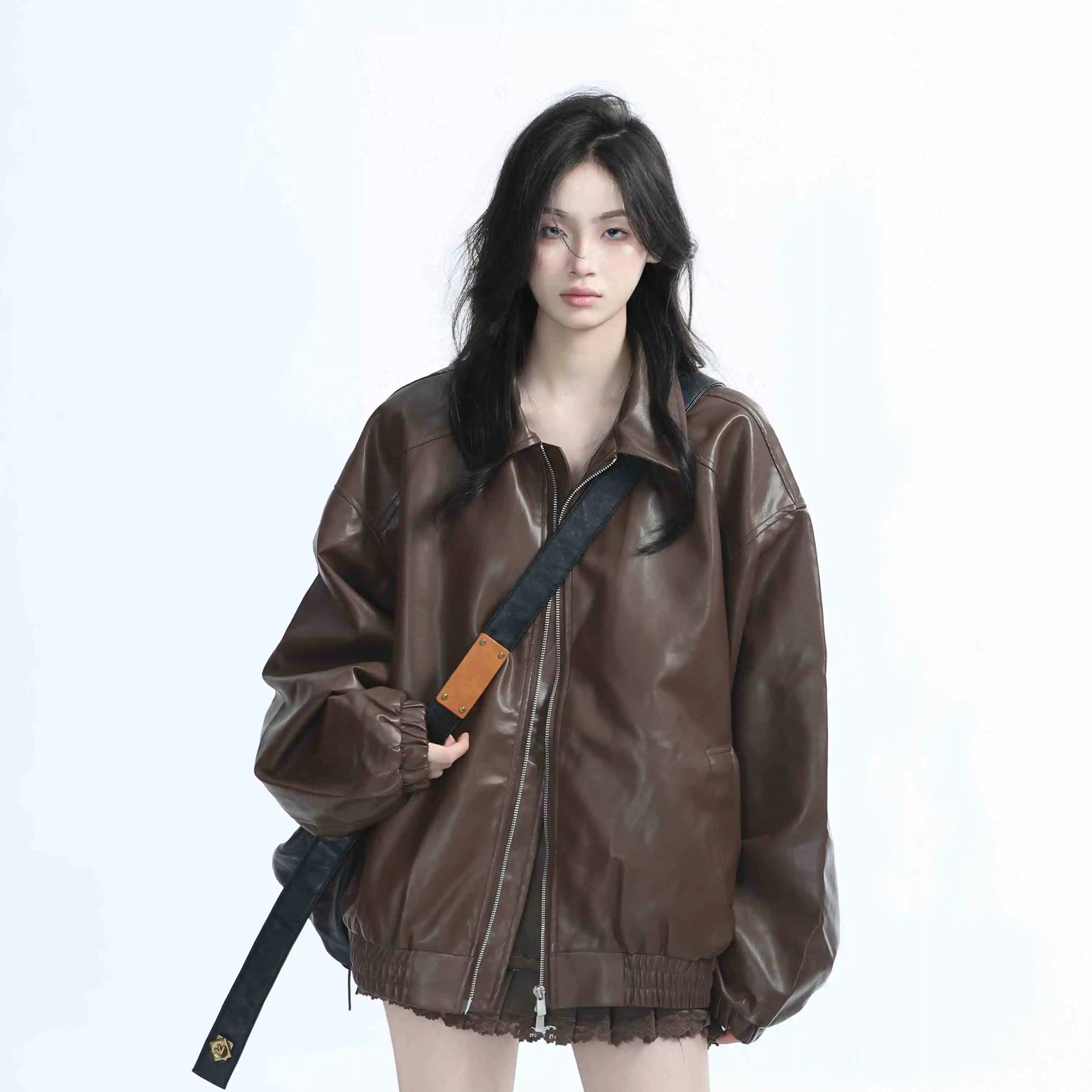 Harajuku Thin Leather Jackets Retro Autumn 2025 Korean Fashion American Vintage Denim Coats Women and Mens Casual Y2k Clothing